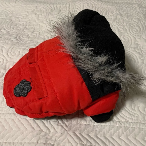 Canada Pooch size 10 dog coat parka red hood fur - Picture 2 of 8